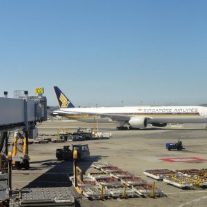 Singapur Airlines Flugzeug in SFO 2010