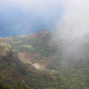 Napali Coast with fog