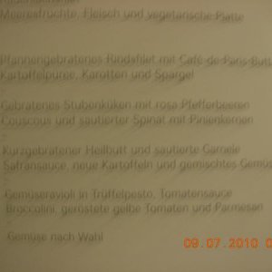 Menu - besser nicht zu fotografieren. Allen 7 GÃ¤sten hat es wohl geschmeckt...
